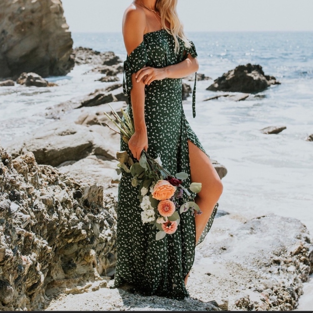 Flora & Fauna Off Shoulder Maxi Dress